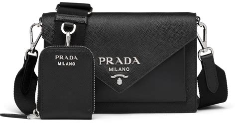 prada handbag pre owned soft envelope outside pockets|Prada black and red bag.